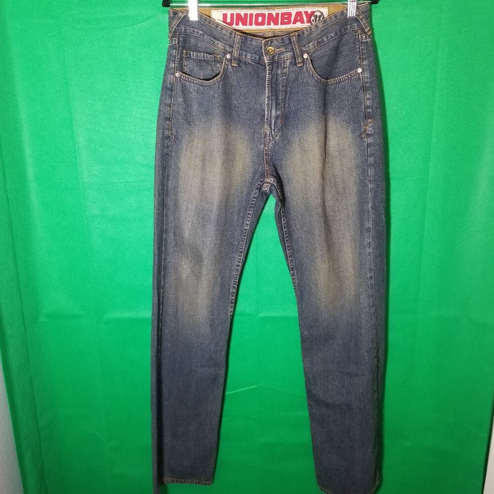 Union Bay Denim Co Jeans Mens 31x32 Boot Cut Vintage Distressed Denim‎ Y2K